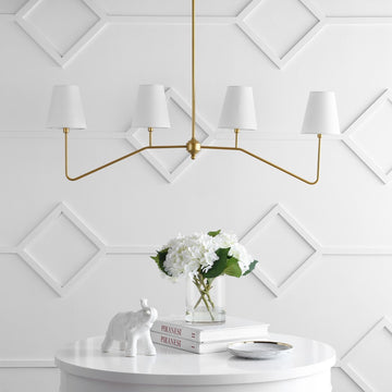 Signe 47.5" 4-Light Classic Minimalist Iron Linear LED Pendant - JONATHAN Y